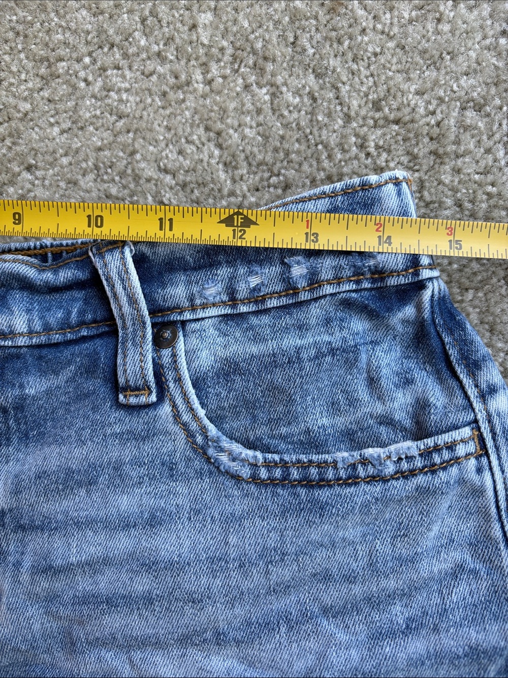 aerie Light Wash Distressed Denim Jean Shorts Elastic Back High Rise Size S - Picture 4 of 6